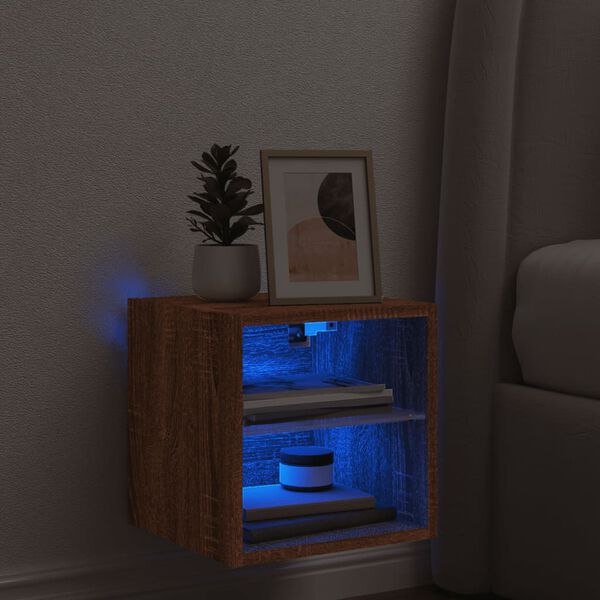 vidaXL TV n&aacute;stenn&aacute; skrinka s LED svetlami hned&yacute; dub 30x28,5x30 cm