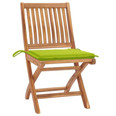 vidaXL Záhradné stoličky 2 ks s jasnozelenými podložkami tíkový masív