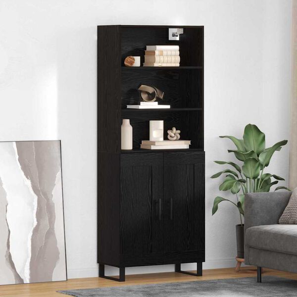 vidaXL Highboard Čierny dub 69,5 x 34 x 180 cm Kompozitn&eacute; drevo