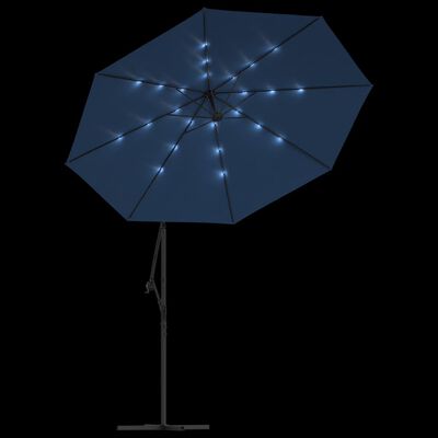 vidaXL Závesný slnečník s LED a oceľovou tyčou 300 cm, čierny