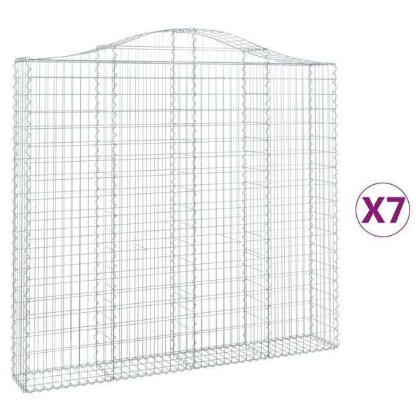 vidaXL Oblúkové gabionové koše 7ks 200x30x180/200cm pozinkované železo