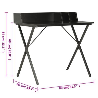 vidaXL Stôl čierny 80x50x84 cm