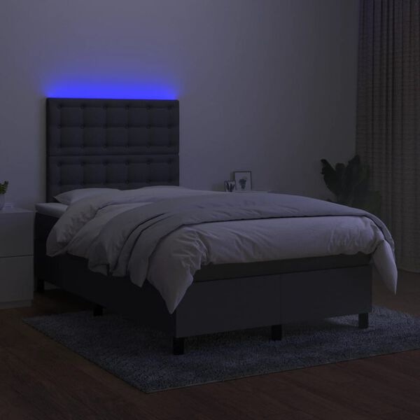 vidaXL Boxspring posteľ s matracom a LED, tmavosiv&aacute; 120x190 cm, l&aacute;tka