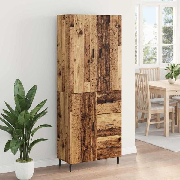 vidaXL Highboard 2 pcs Star&eacute; drevo Drevovl&aacute;knit&aacute; doska a sklo