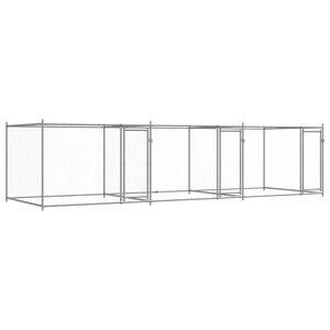 vidaXL Klietka pre psa s dvierkami &scaron;ed&aacute; 6x2x1,5 m pozinkovan&aacute; oceľ