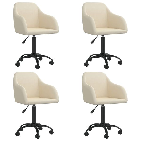 vidaXL Otočn&eacute; jed&aacute;lensk&eacute; stoličky 4 ks kr&eacute;mov&eacute; zamatov&eacute;