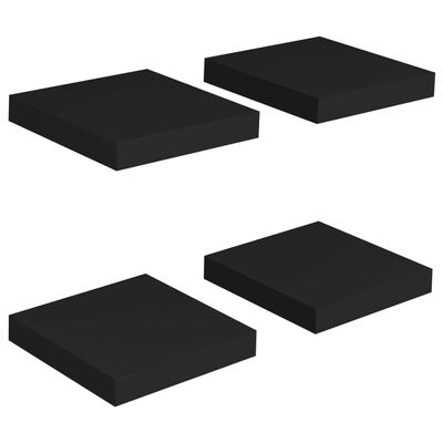 vidaXL Plávajúce nástenné police 4 ks, čierne 23x23,5x3,8 cm, MDF