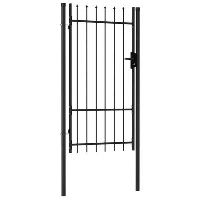 vidaXL Jednokrídlová plotová brána s hrotmi, oceľ 1x1,75 m, čierna