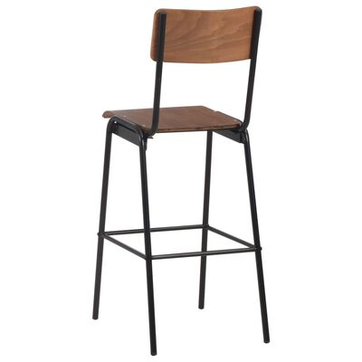 vidaXL Barové stoličky 2 ks, hnedé, masívna preglejka a oceľ