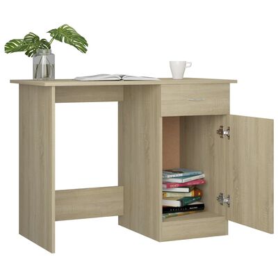 vidaXL Písací stôl, dub sonoma 100x50x76 cm, drevotrieska