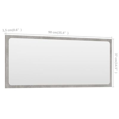 vidaXL Kúpeľňové zrkadlo, betónovo sivé 90x1,5x37 cm, kompozitné drevo