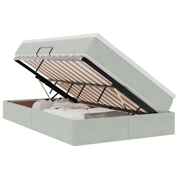 vidaXL Postel s &uacute;ložn&yacute;m prostorem a matrac&iacute; Svetlosiv&aacute; 120 x 190 cm