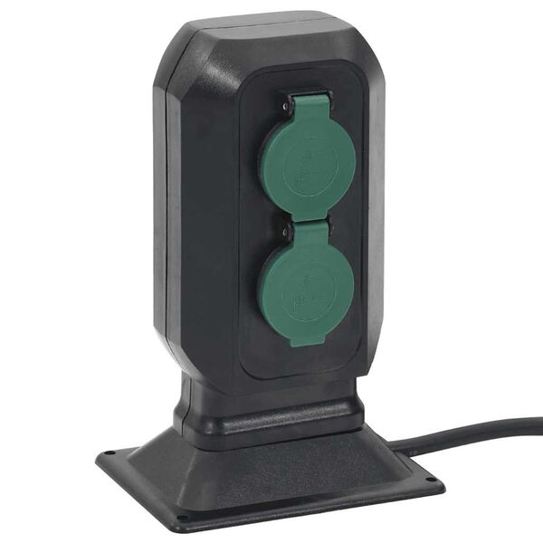 vidaXL Vonkaj&scaron;ia z&aacute;suvka s hrotom 4-cestn&aacute; čierno-zelen&aacute; 15,5x11x24 cm