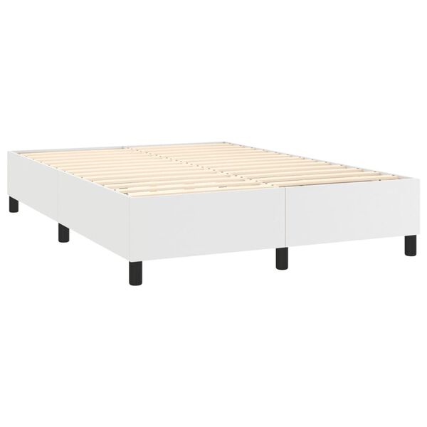 vidaXL Boxspring posteľ s matracom biela 140x200 cm umelá koža