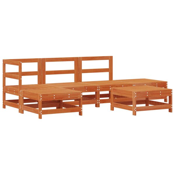 vidaXL Z&aacute;hradn&yacute; lounge set 5 pcs Voskov&aacute; Hned&aacute; Mas&iacute;vna borovica