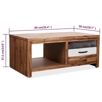 vidaXL Konferenčný stolík masívne akáciové drevo 90x50x37,5 cm