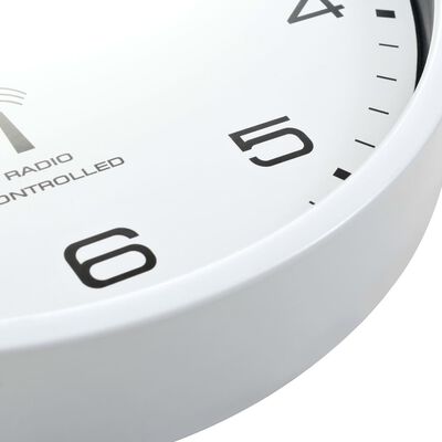 vidaXL Rádiom ovládané nástenné hodiny s pohonom Quartz biele 31 cm