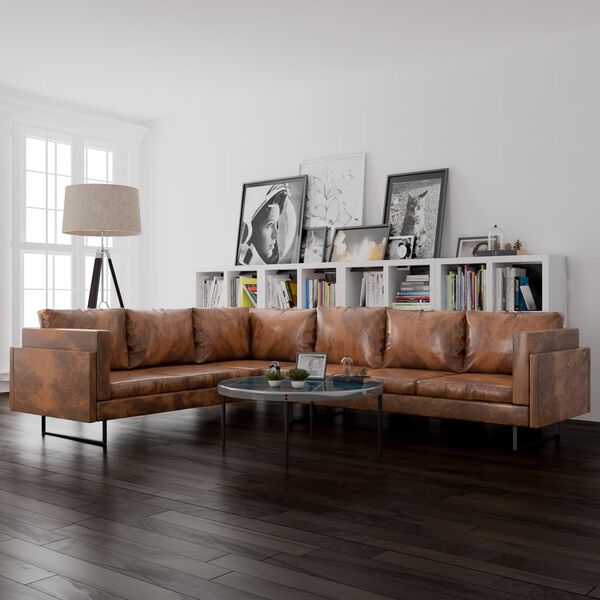 vidaXL Hned&aacute; rohov&aacute; sedačka, l&aacute;tkov&aacute;