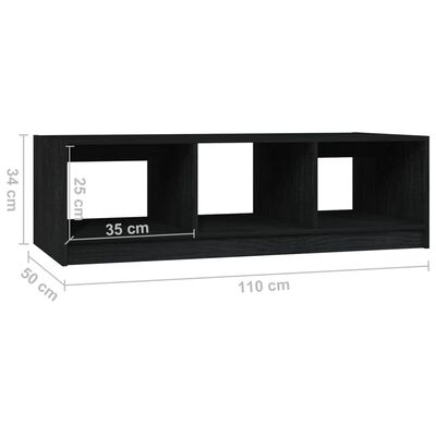 vidaXL Konferenčný stolík čierny 110x50x34 cm borovicový masív