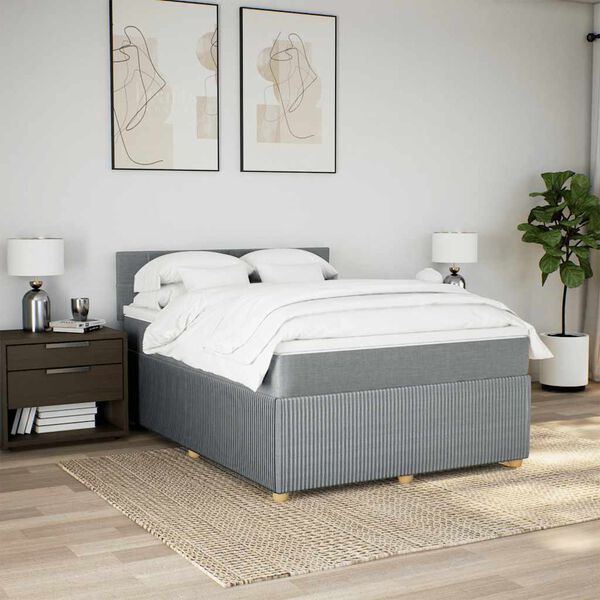 vidaXL Boxspring posteľ s matracom bledosiv&aacute; 140x200 cm l&aacute;tka