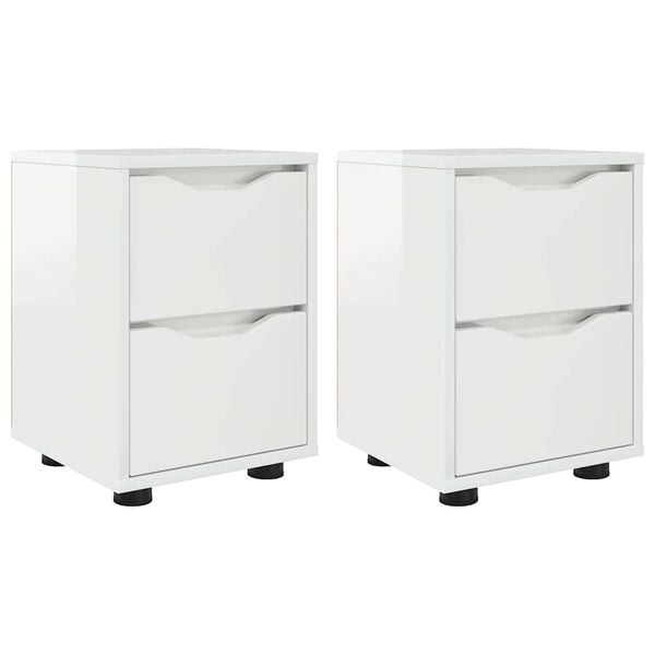 vidaXL Nočn&eacute; stol&iacute;ky 2 pcs Vysok&yacute; lesk bielej 30,5 x 30 x 43 cm