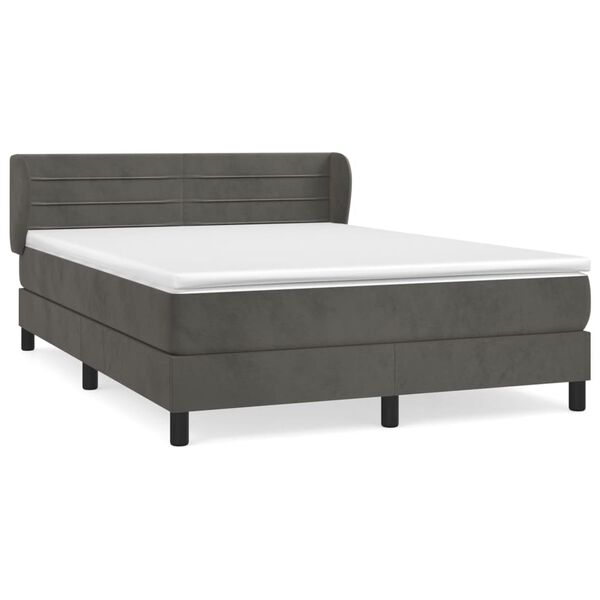 vidaXL Posteľn&yacute; r&aacute;m boxspring s matracom tmavosiv&yacute; 160x200 cm zamat