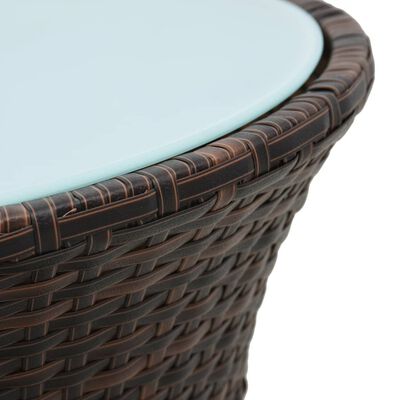 vidaXL Záhradný bočný stolík v tvare bubna hnedý polyratanový