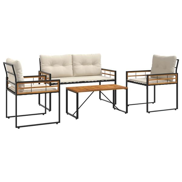 vidaXL Záhradný nábytok s vankúšom 4 pcs Krémová