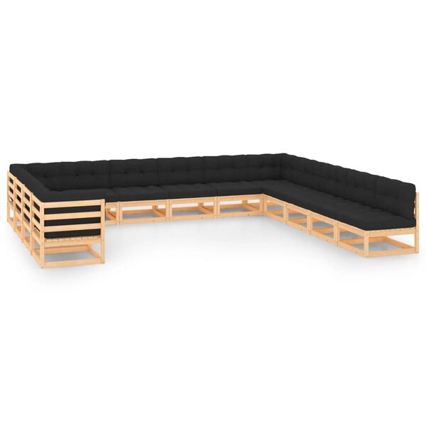 vidaXL 13-dielna sedacia s&uacute;prava, antracitov&eacute; podložky, borovica