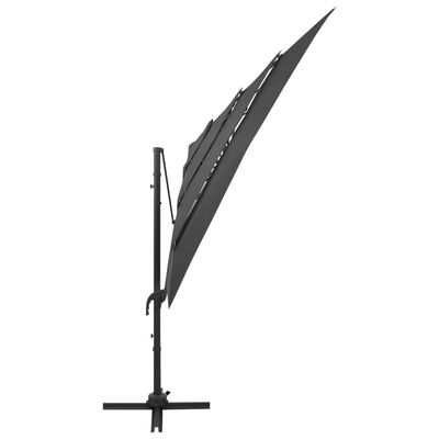 vidaXL 4-stupňový slnečník s hliníkovou tyčou antracitový 250x250 cm