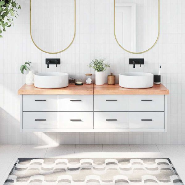 vidaXL Kúpeľňová doska bledohnedá 180x50x(2-6) cm ošetrený masív