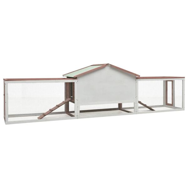 vidaXL Králikáreň, mokka 310x70x87 cm, borovicový a jedľový masív