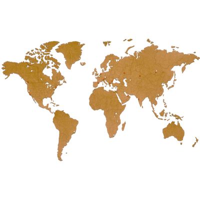 MiMi Innovations Drevená nástenná mapa sveta Luxury, hnedá 180x108 cm
