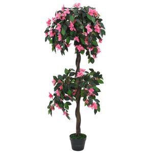 vidaXL Umel&aacute; rastlina, rododendr&oacute;n s kvetin&aacute;čom 155 cm zelen&aacute; a ružov&aacute;