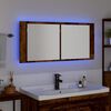 vidaXL Zrkadlov&yacute; kabinet s LED s poličkou Star&eacute; drevo 100 x 12 x 45 cm
