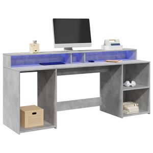 vidaXL St&ocirc;l s LED svetlami bet&oacute;novo siv&yacute; 200x55x91 cm kompozitn&eacute; drevo