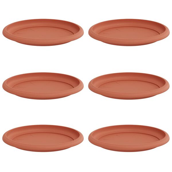 vidaXL Kruhov&yacute; kvetinov&yacute; podnos 6 pcs Tehlovo červen&aacute; &Oslash; 17,5 x 2 cm