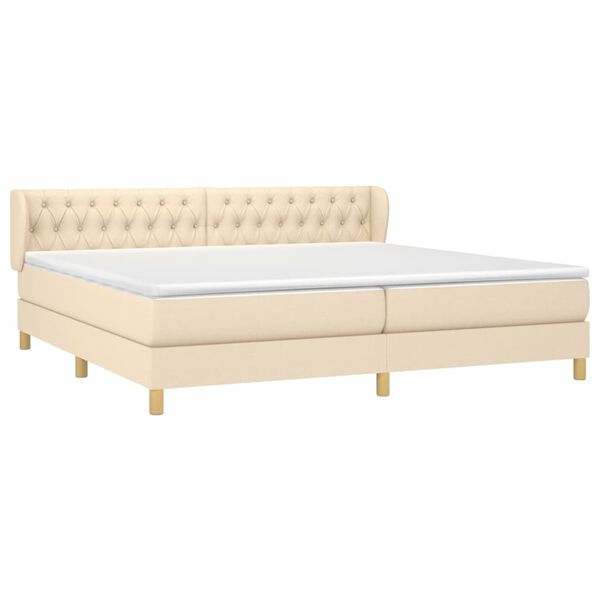 vidaXL Boxspring posteľ s matracom kr&eacute;mov&aacute; 200x200 cm l&aacute;tka