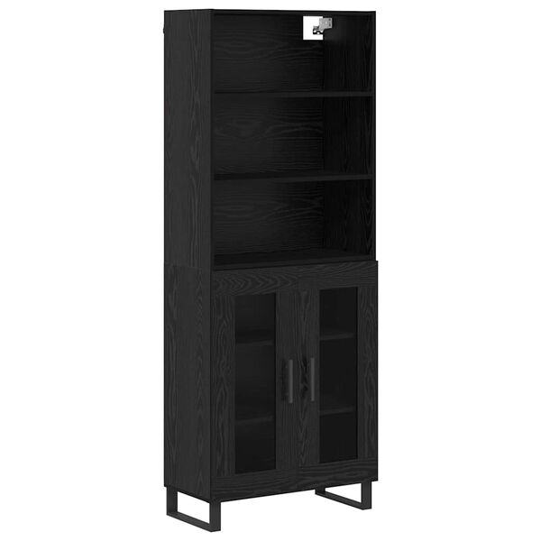 vidaXL Highboard Čierny dub 69,5 x 34 x 180 cm Kompozitn&eacute; drevo