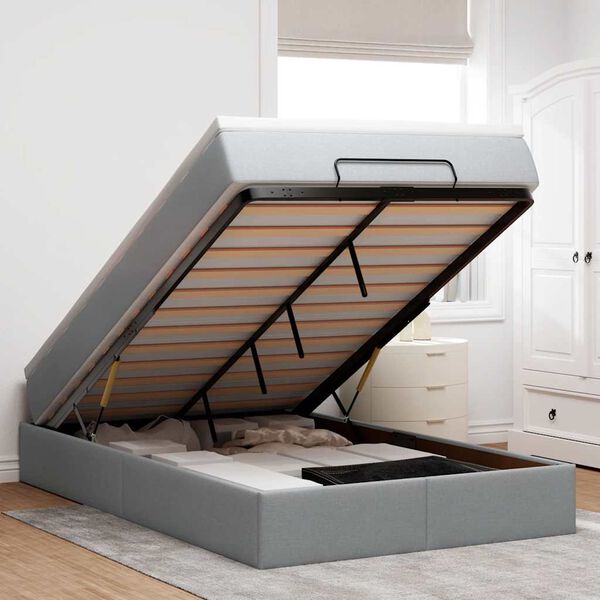 vidaXL Osmanská posteľ s matracom svetlosivý 120x190 cm látka