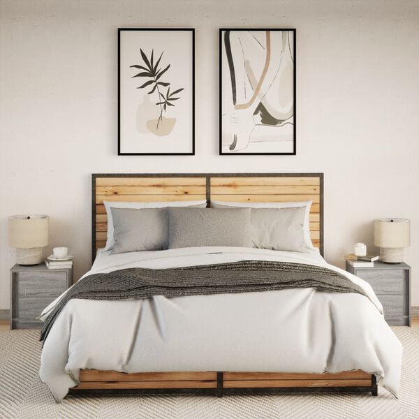 vidaXL Nočné stolíky s LED svetlami 2 ks sivá sonoma kompozitné drevo