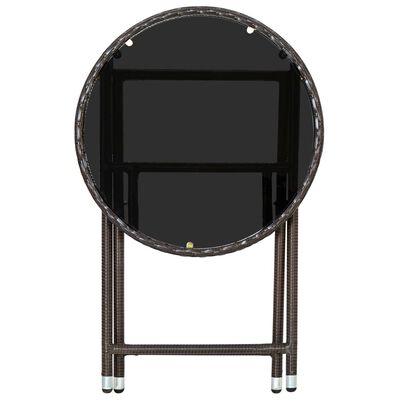 vidaXL Čajový stolík hnedý 60 cm polyratan a tvrdené sklo