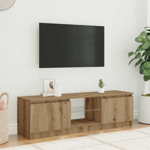 vidaXL TV skrinka s LED dub artisan 120x30x36 cm kompozitné drevo