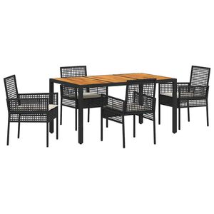vidaXL Z&aacute;hradn&yacute; jed&aacute;lensk&yacute; set 5 pcs Čierna polyratan