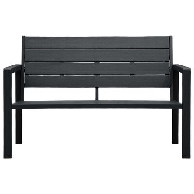 vidaXL Záhradná lavička 120 cm, HDPE, čierna, drevený vzhľad