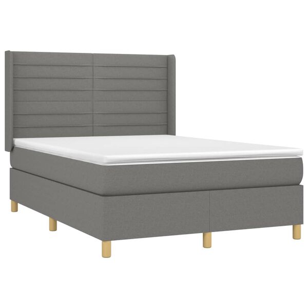 vidaXL Boxspring posteľ s matracom tmavosiv&aacute; 140x190 cm l&aacute;tka