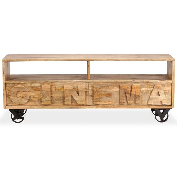 vidaXL TV skrinka, masívne mangovníkové drevo, 120x30x48 cm