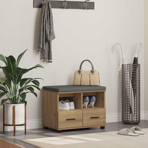 vidaXL Predsieňov&aacute; lavica s vank&uacute;&scaron;om Remeseln&yacute; dub 60 x 38 x 46 cm