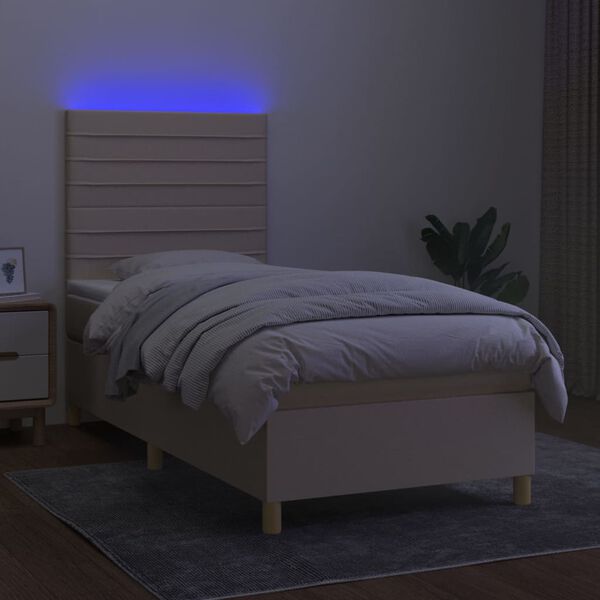 vidaXL Posteľ boxsping s matracom a LED kr&eacute;mov&aacute; 90x190 cm l&aacute;tka