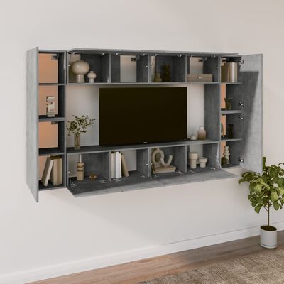 vidaXL 8-dielna súprava TV skriniek betónová sivá spracované drevo